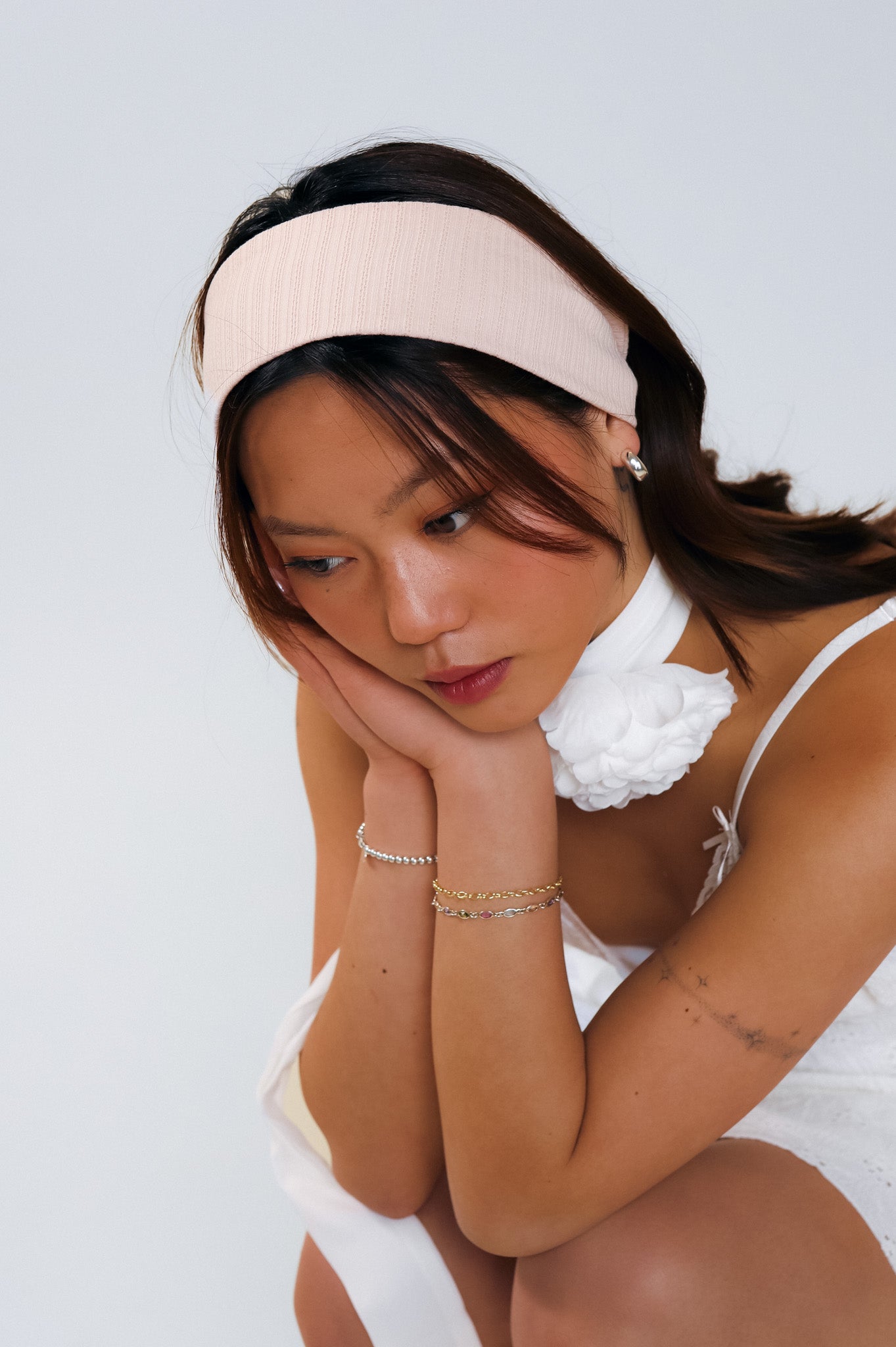 pink pointelle headband