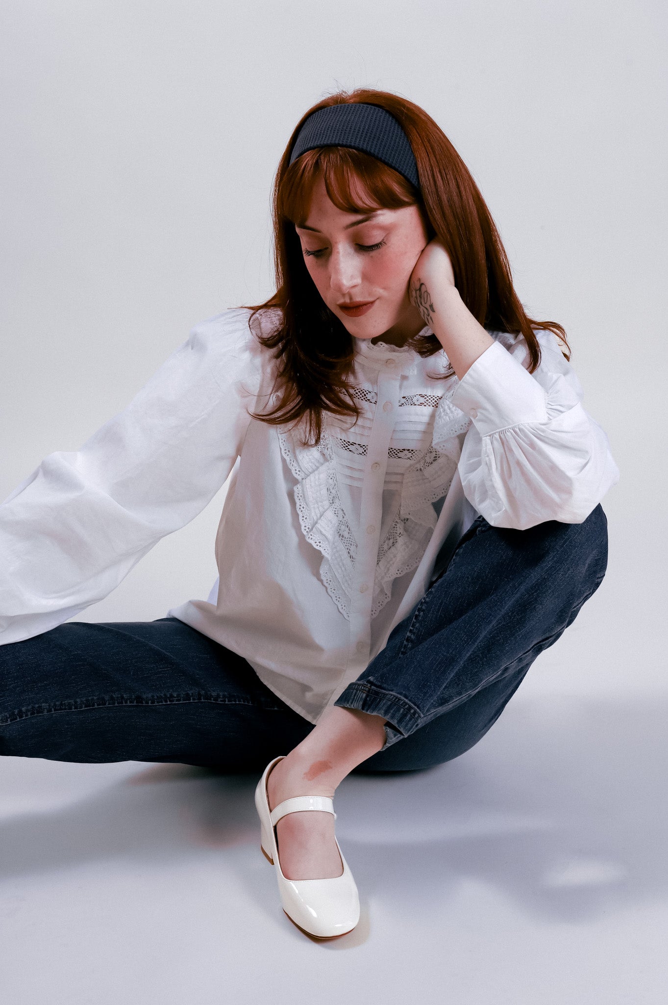 the waffle cotton headband navy blue