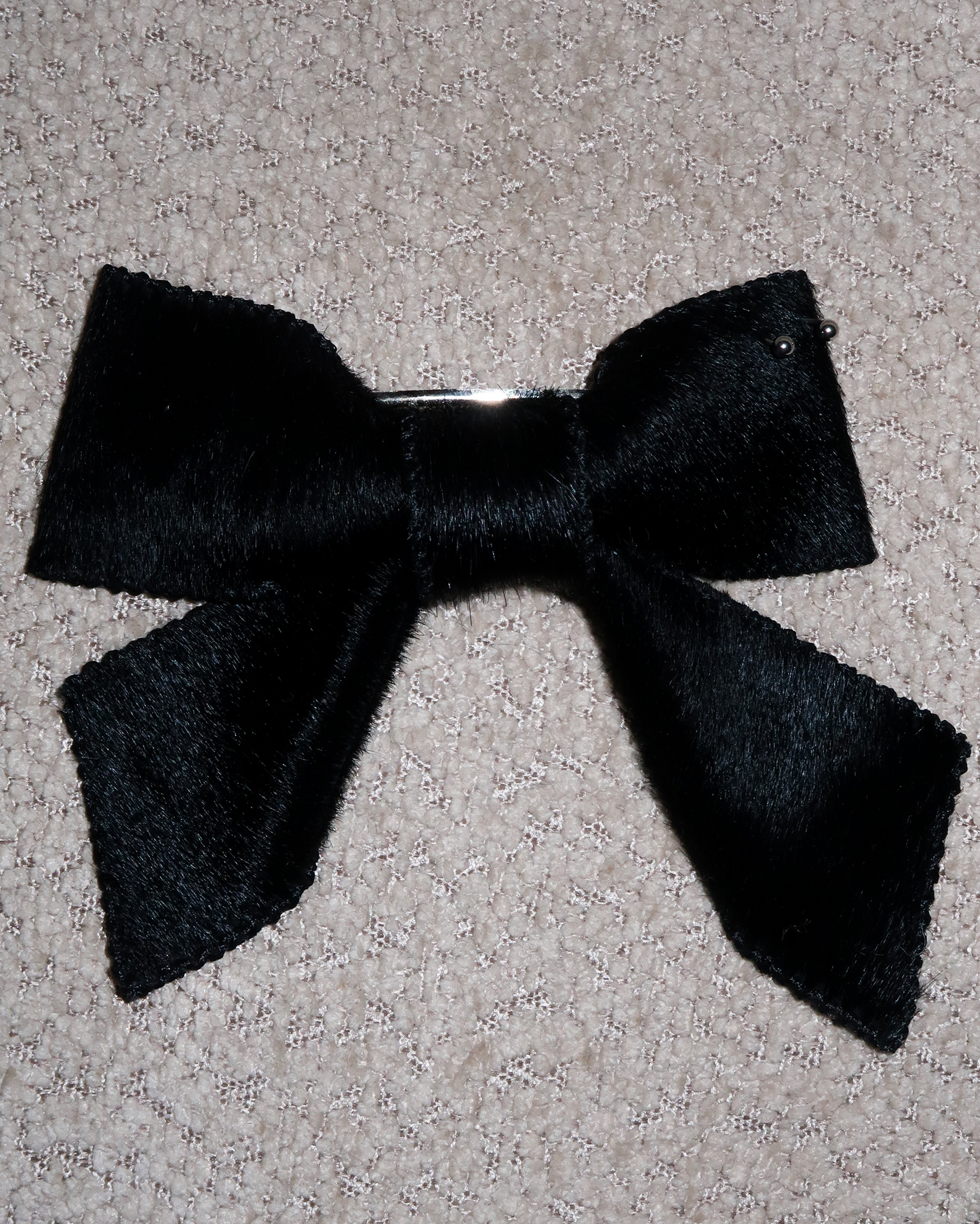 Cow Hide Bow Barrette in Black