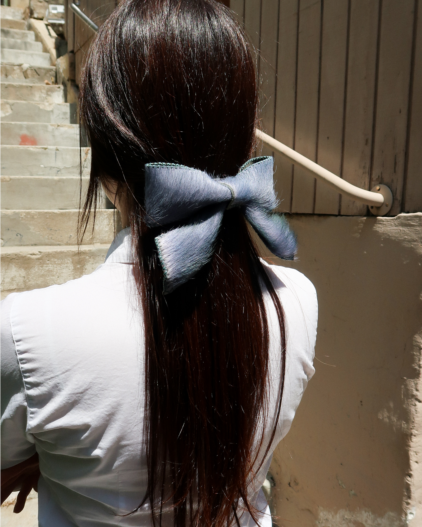 Cow Hide Bow Barrette in Sea Nymph
