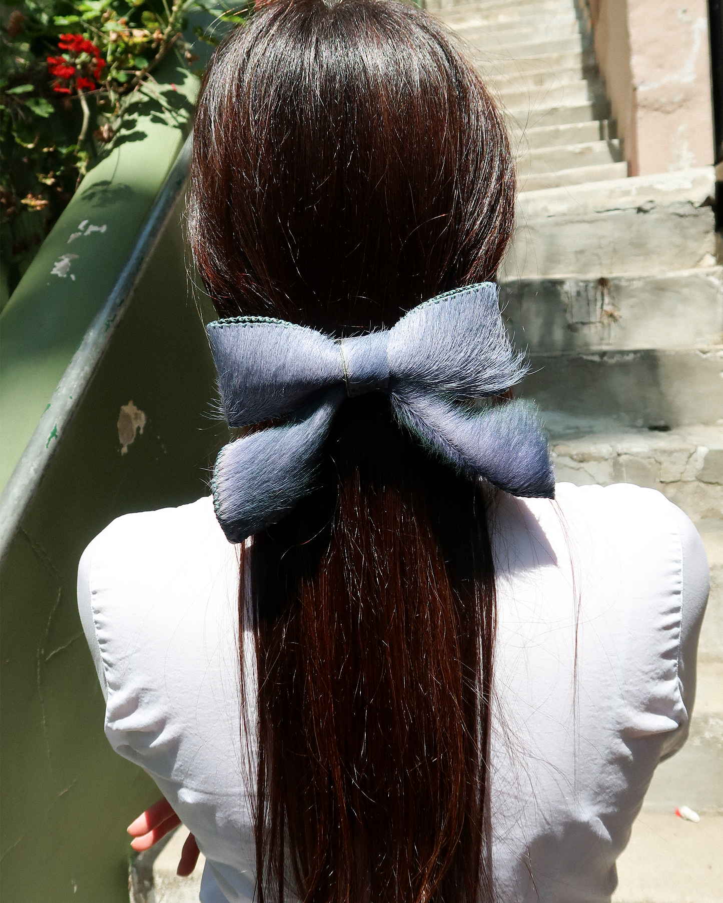 Cow Hide Bow Barrette in Sea Nymph