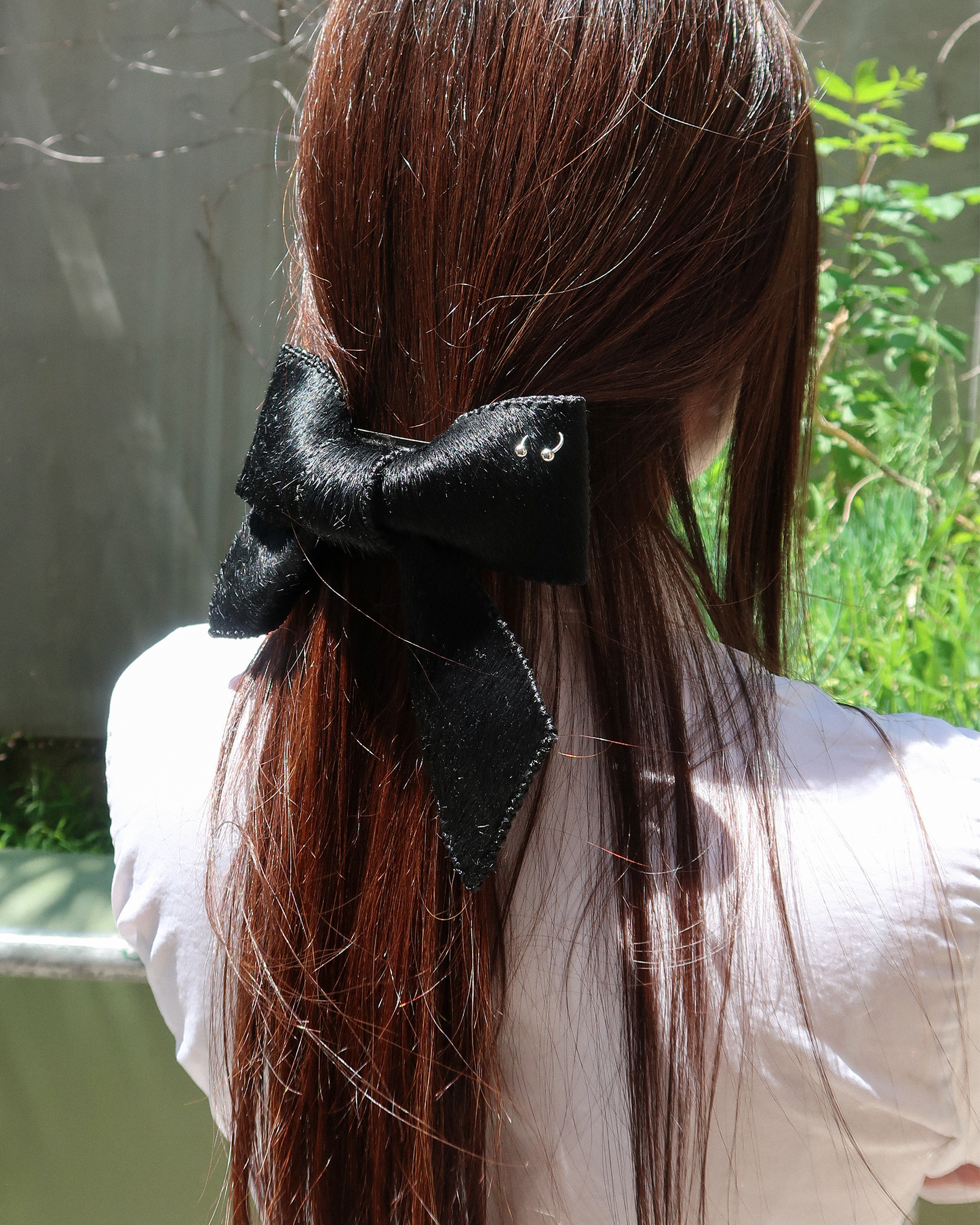 Cow Hide Bow Barrette in Black