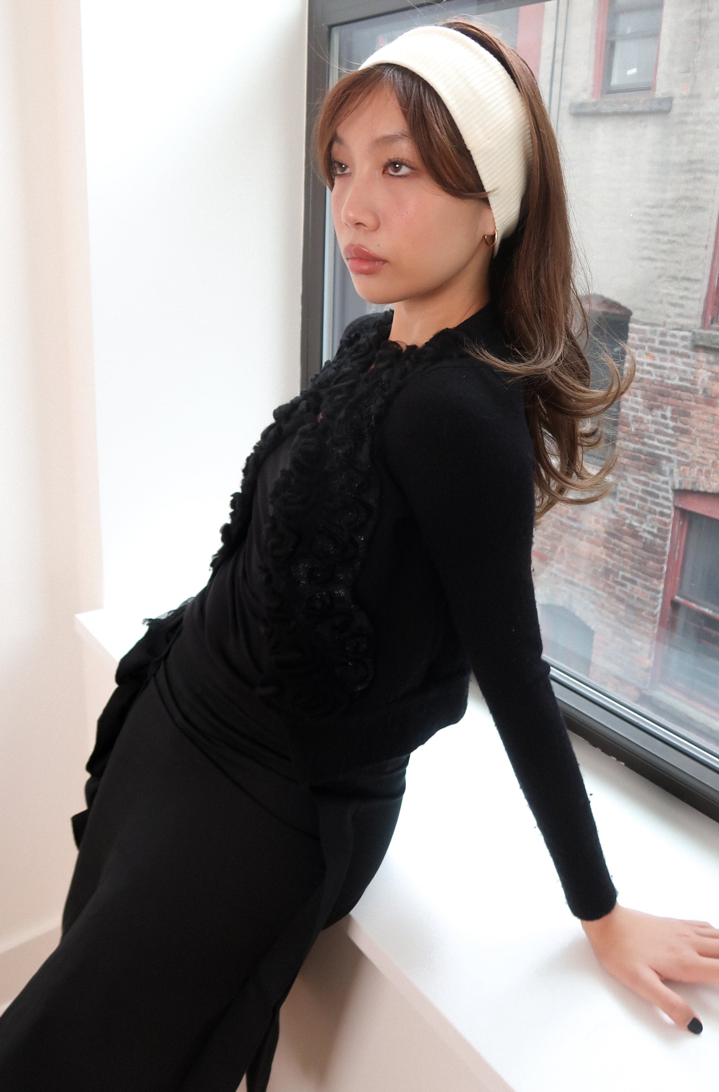 The Soft Rib Headband in Cream