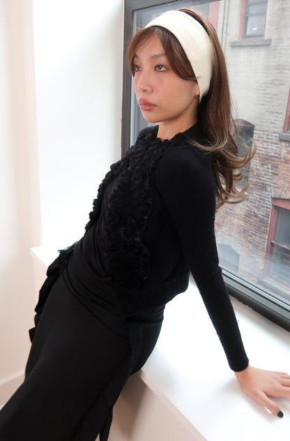 The Soft Rib Headband in Cream