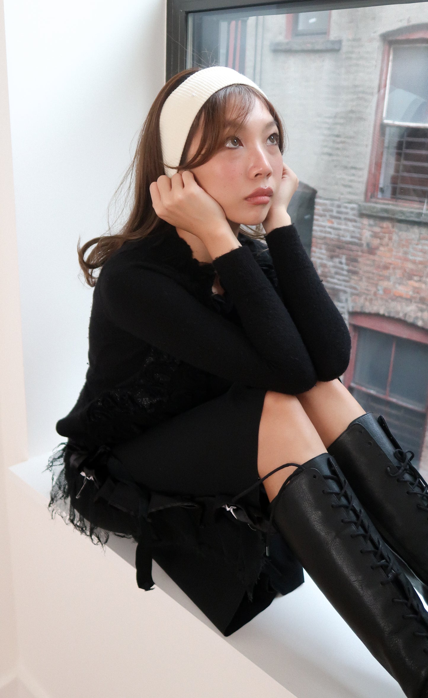 The Soft Rib Headband in Cream