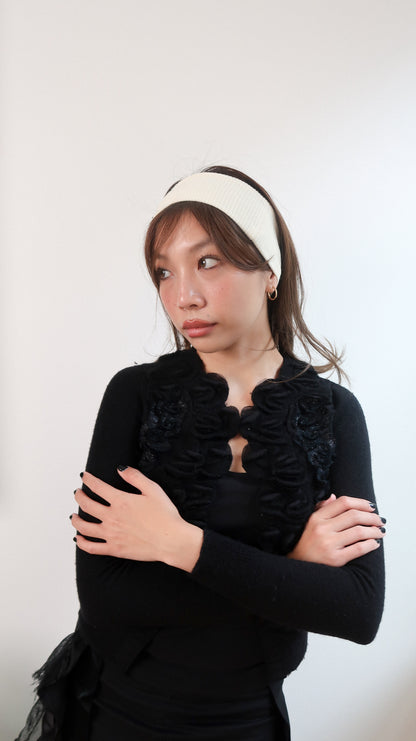 The Soft Rib Headband in Cream