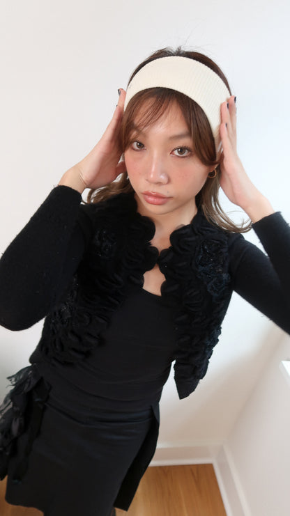 The Soft Rib Headband in Cream