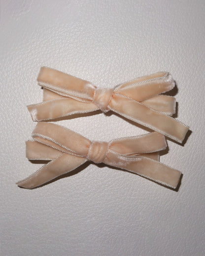 light pink velvet bow barrette