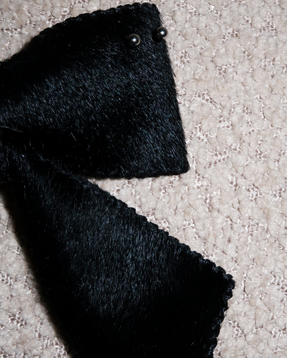 Cow Hide Bow Barrette in Black